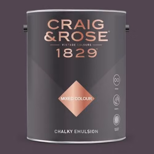 Craig & Rose 1829 Chalky Emulsion Paint in Damson Purple, 5 l