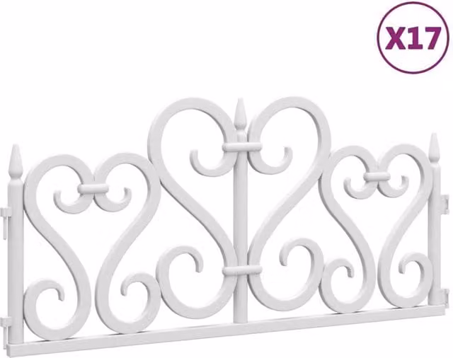 Berkfield Home White Plastic Lawn Edging, 17 Pieces, 10 m