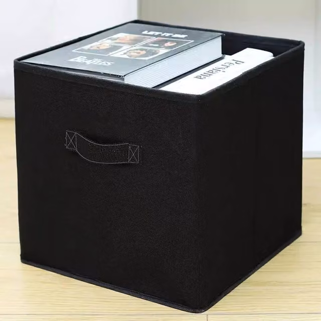 Kelvenix 4 Pack Black Foldable Storage Boxes with Handles