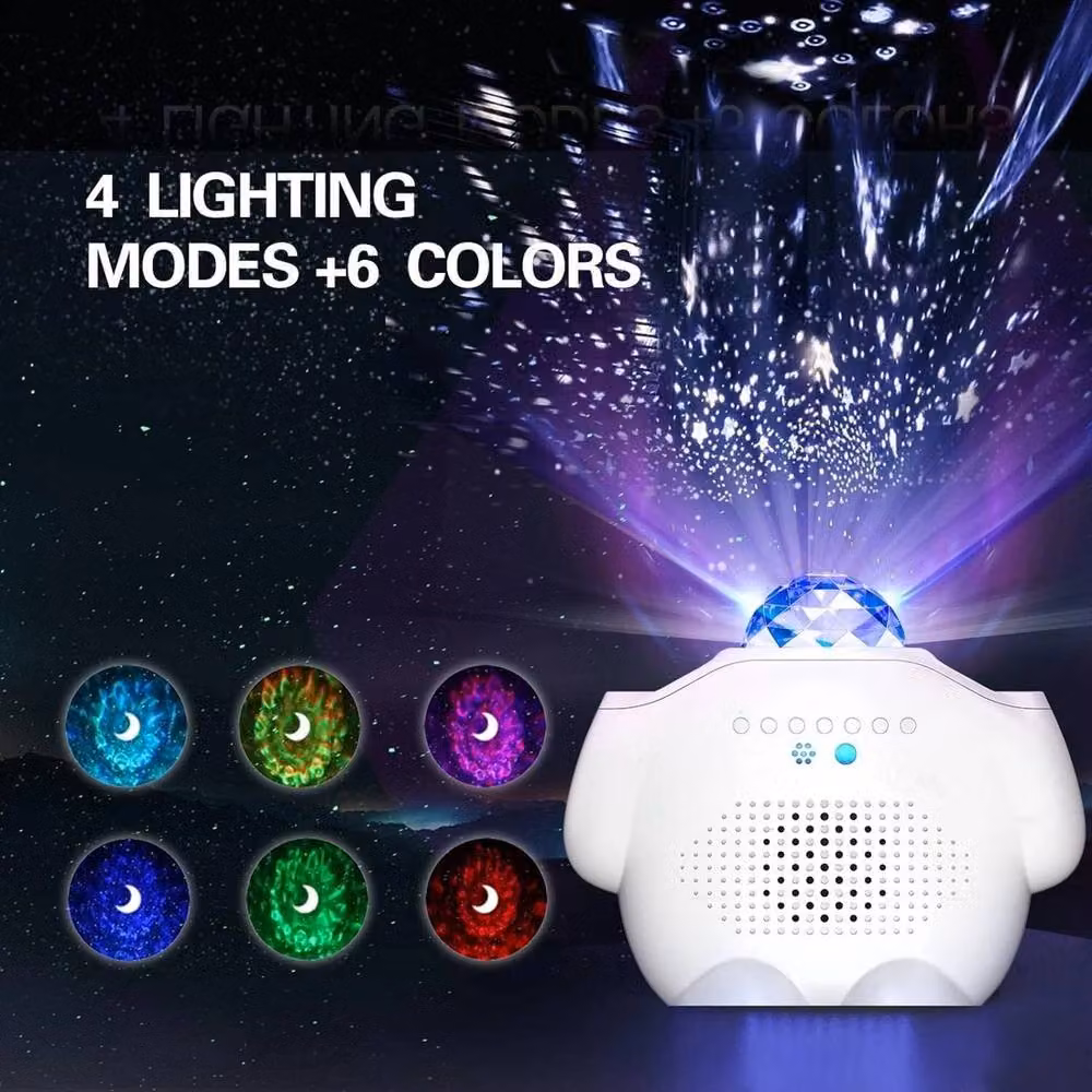 VOGREX White LED Ceiling Projector Light with Starry Night, Ocean Wave and Space Music Effects – 3
