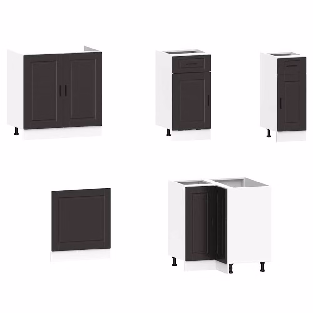 Berkfield Home Elegant 11 Piece Porto Black Kitchen Cabinet Set in Matt Engineered Wood – 2