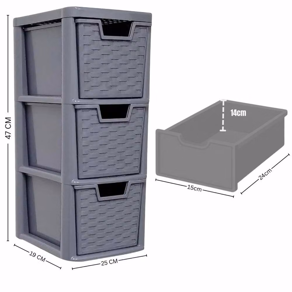 FORGEVIO 3 Tier Medium Freestanding Storage Drawer in Grey – 2