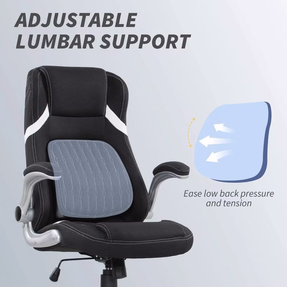 NESTLUNE Ergonomic Fabric Office Desk Chair in Black with Headrest and Armrests – 3