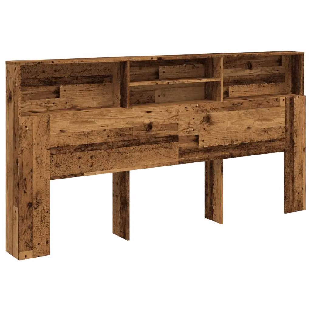 Berkfield Home Headboard Cabinet in Old Wood Brown, W: 200 cm, D: 19 cm, H: 103.5 cm – 2