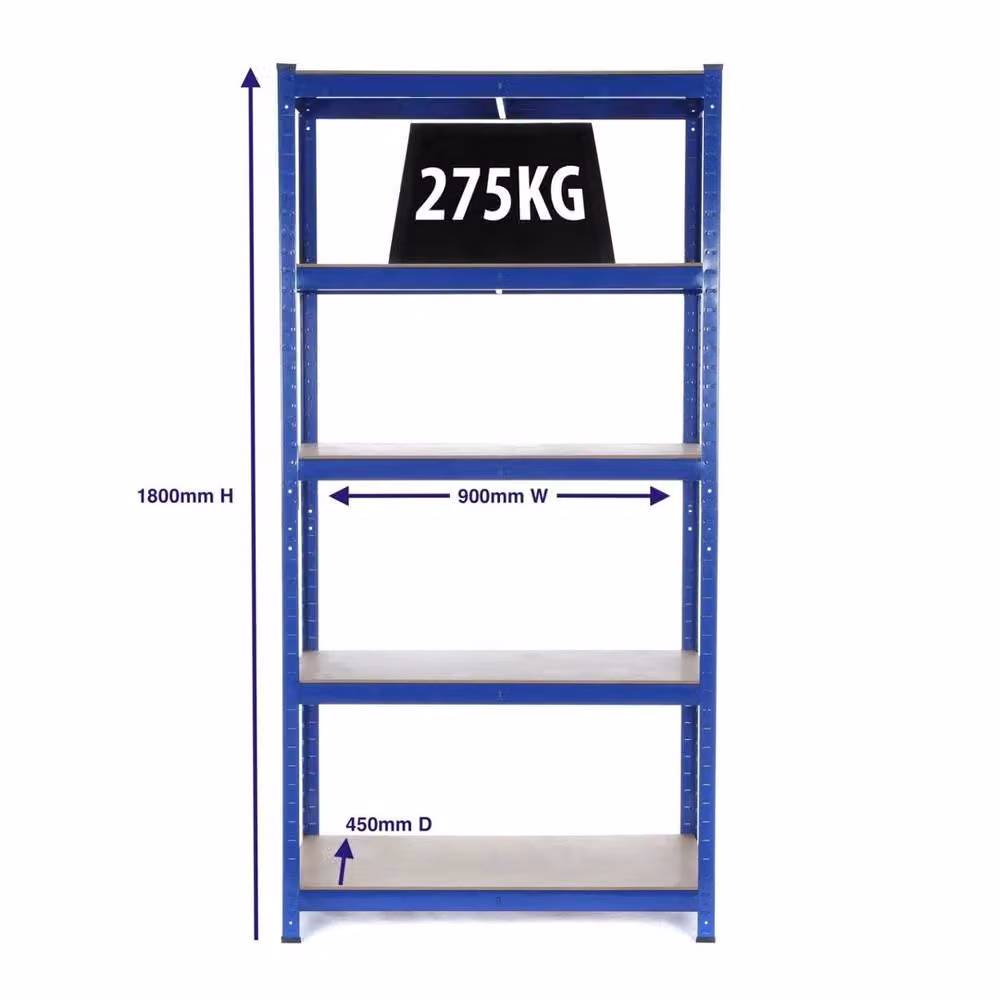 SPETLEK Heavy Duty 5 Tier Steel Shelving Units in Blue – 2