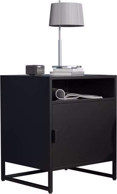 VCM Flokas L Metal Bedside Table in Black, W/D/H: 40 x 45 x 55 cm