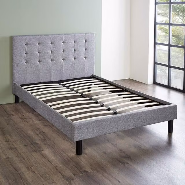 Home Treats Modern Upholstered Double Bed Frame in Grey, W/D/H: 140 x 200 cm
