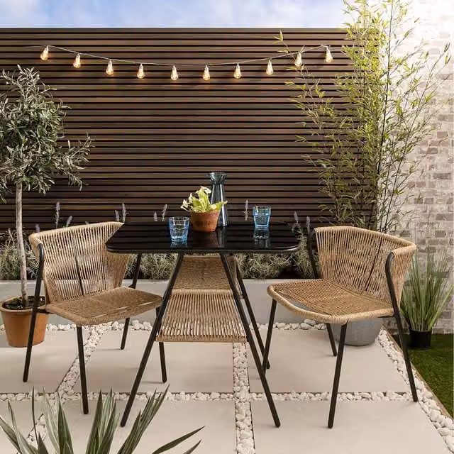 Noa and Nani Kaia Garden Bistro Table Set in Black Polyrattan
