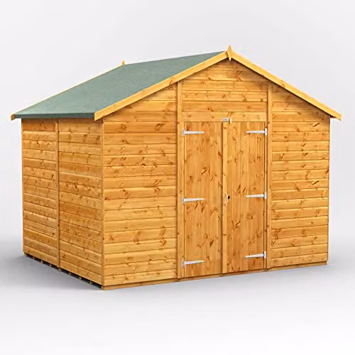 Powersheds Premium Pent Wooden Garden Shed with Double Doors in Sand Brown