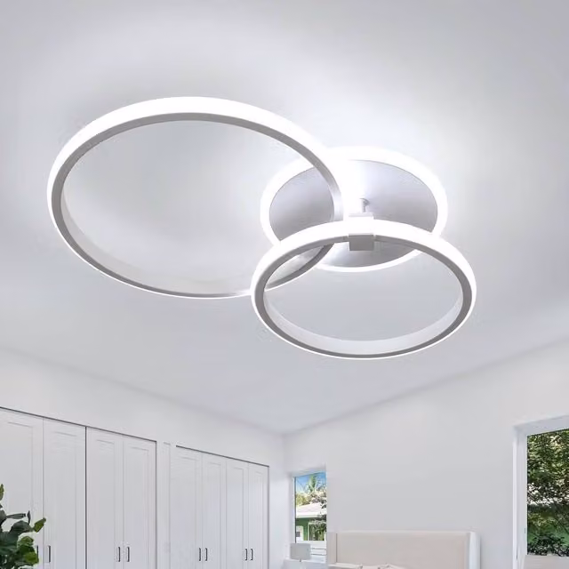 Goeco Modern Round LED Ceiling Light in White with 6500K Cool White Light – 1