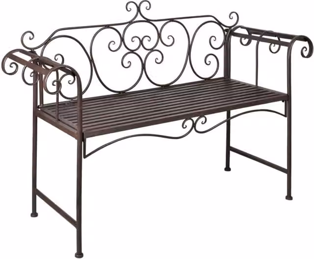 Berkfield Home Antique Brown Steel Garden Bench, Width: 132 cm