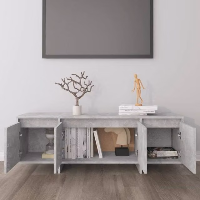 Berkfield Home Modern TV Cabinet in Concrete Grey, W/D/H: 120 x 30 x 40.5 cm
