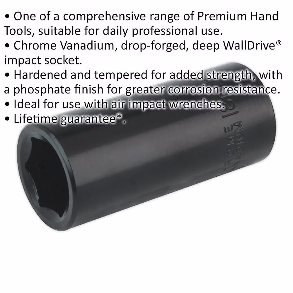 Loops 18mm Forged Deep Impact Socket, 3/8 Inch Sq Drive, Chrome Vanadium, Black – 2