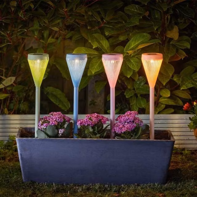 Garden Mile Multicolour Solar Cone Stake Lights for Garden and Terrace