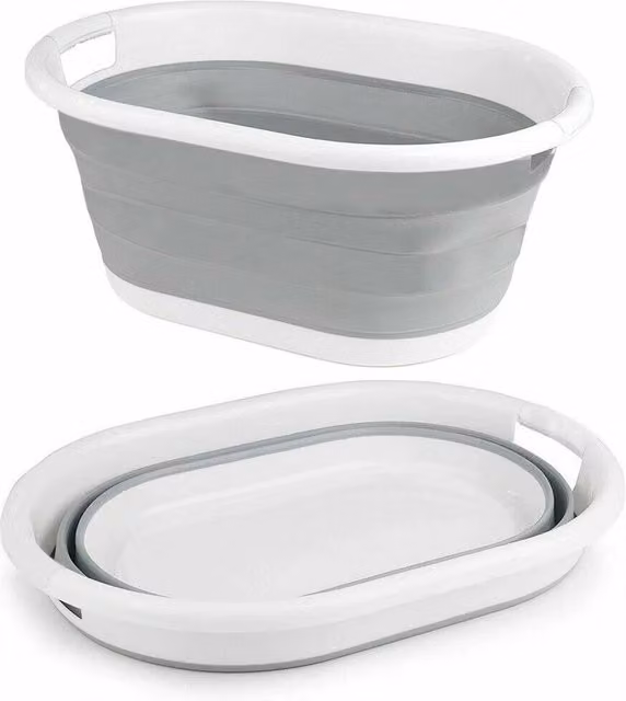Kelvenix Grey Silicone Collapsible Laundry Basket with Handles