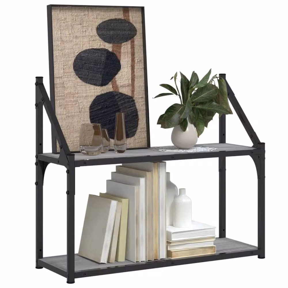 Berkfield Home 2-Tier Wall Mounted Shelf in Grey Sonoma, W: 60 cm, D: 21 cm, H: 51 cm – 3