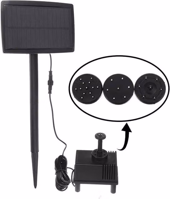 FLAVORA Solar Submersible Pond Pump with Filter for Garden Pools and Fountains, Black