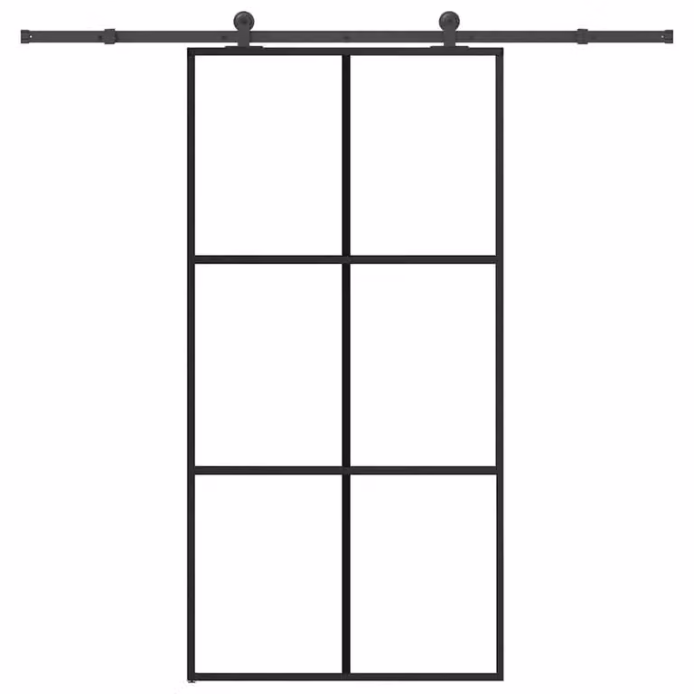 Berkfield Home Sliding Glass Door with Hardware Set, Black Aluminium and ESG Glass, W: 102 cm, H: 205 cm