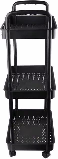 SPETLEK 3-Tier Fruit Trolley Basket Rack Kitchen Storage in Black