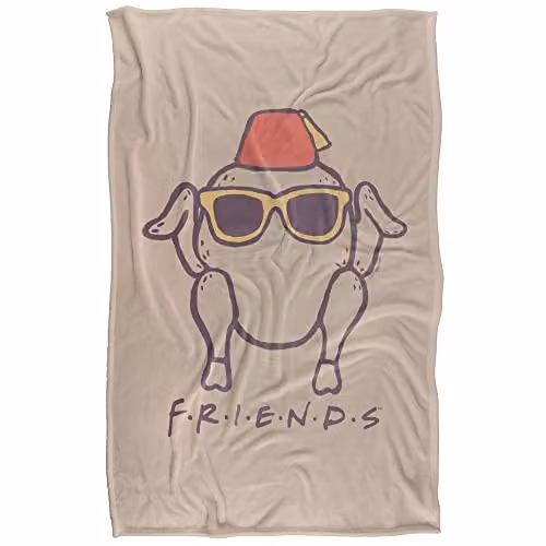 Warner Bros. Friends The Turkey Love Silky Touch Super Soft Fleece Throw Blanket, W/D/H: 91 x 147 cm, Beige/Multicolour