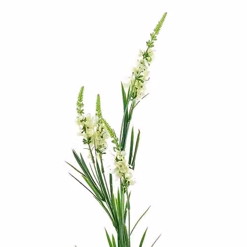 Leaf White Larkspur Artificial Flower Stem, 80 cm