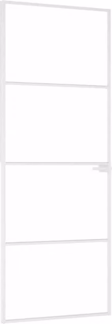 Berkfield Home Slim Modern Interior Door in White with Tempered Glass and Aluminium, W: 76 cm, H: 201.5 cm – 1
