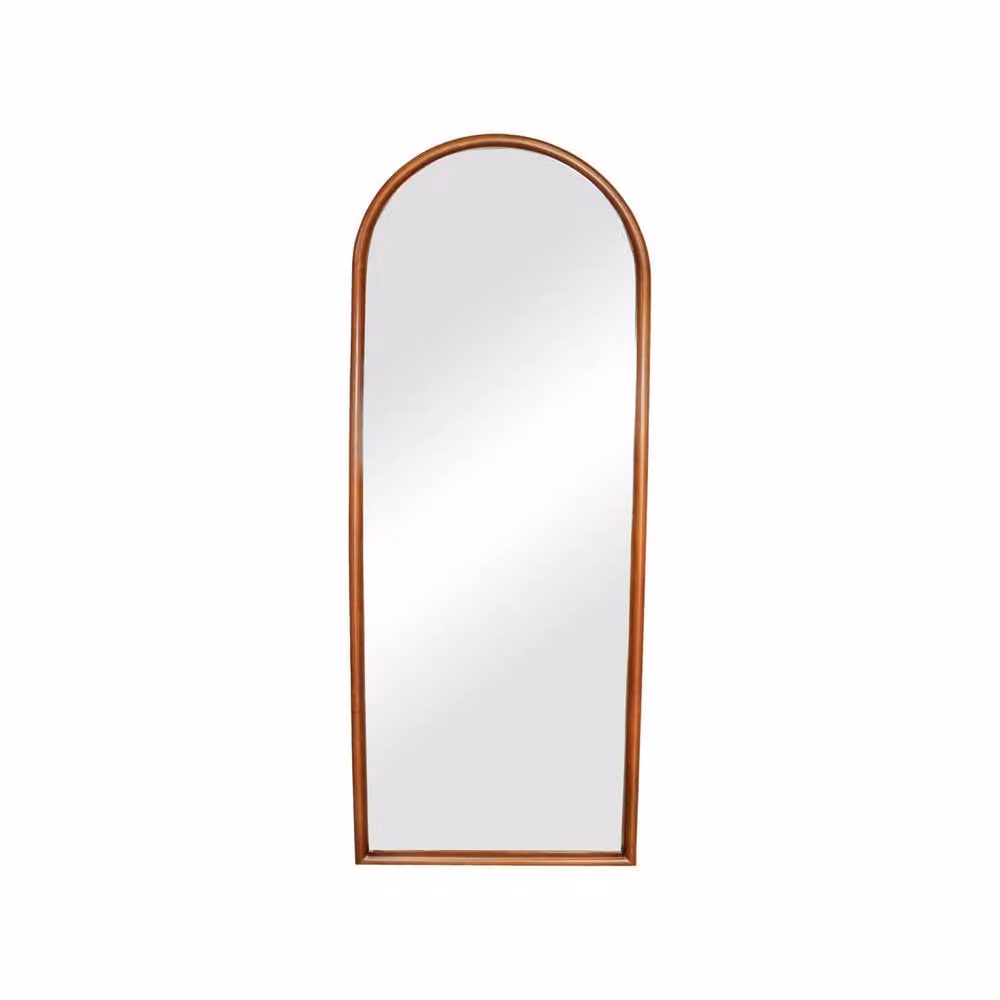 Sweekeek Arched Modern Wall Mirror in Dark Brown Pine Wood, Height: 160 cm – 2