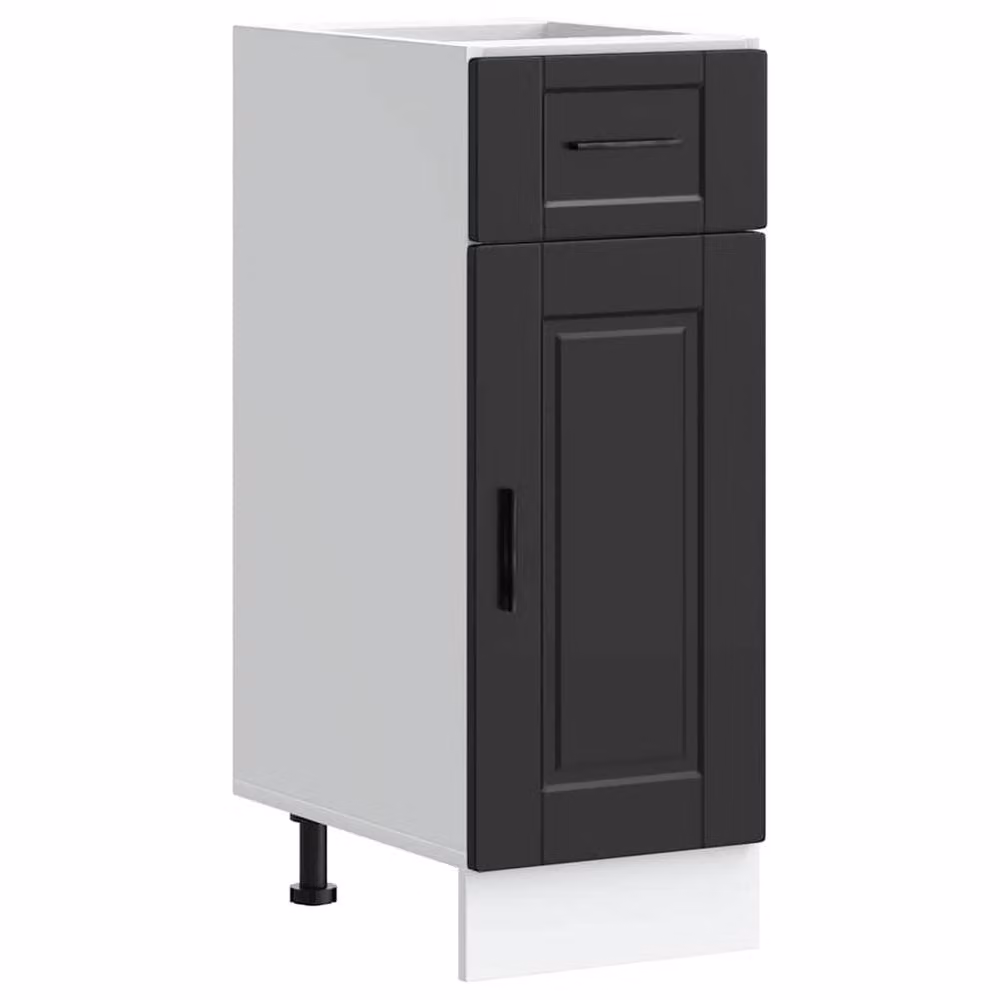 Berkfield Home Porto Black Matt MDF Freestanding Kitchen Base Cabinet with Hinged Doors and Internal Shelves – 2
