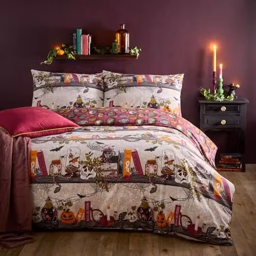 Riva Home Witchy Tales Reversible Graphic Duvet Cover Set, Multicolour, W: 180 cm, L: 200 cm – 1