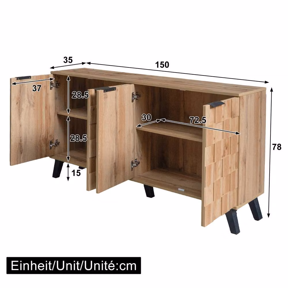 BTM Modern 4-Door Sideboard in Brown – 3