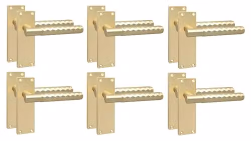 Golden Grace Victorian Door Handle Set in Satin Brass, 6 Pairs