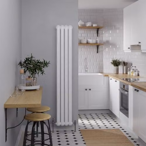 UK Radiators Sherwood White Round Top Column Radiator, W: 298 mm, H: 1800 mm – 2