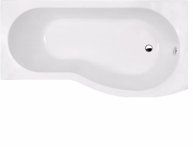 Balterley Right Hand D-Shaped Acrylic Shower Bath, White, W: 150 cm, D: 73.6 cm, H: 40 cm