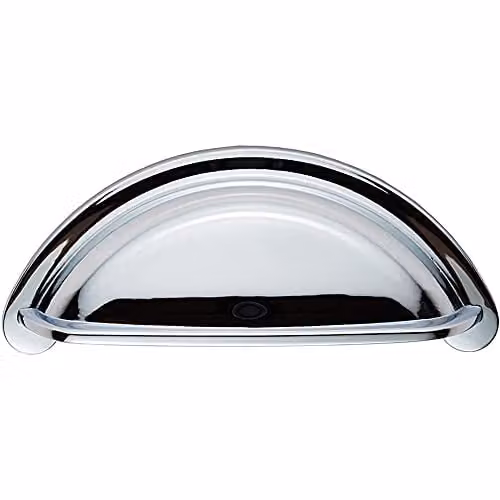 Loops Cabinet Cup Pull Handle in Polished Chrome, W: 9.4 cm, H: 4.15 cm, Fixing Centres: 7.6 cm