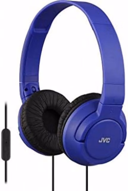 JVC HASR185 Lightweight Foldable On-Ear Headphones with Microphone, Blue