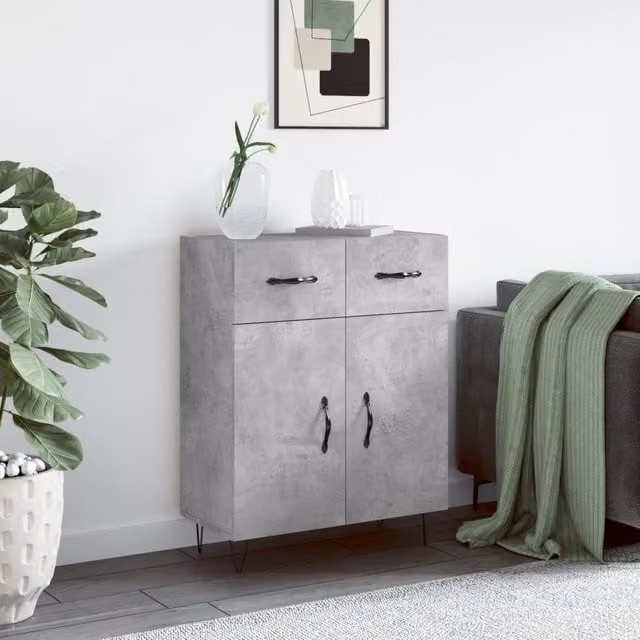 Berkfield Home Modern Sideboard in Grey, W: 69.5 cm, D: 34 cm, H: 90 cm