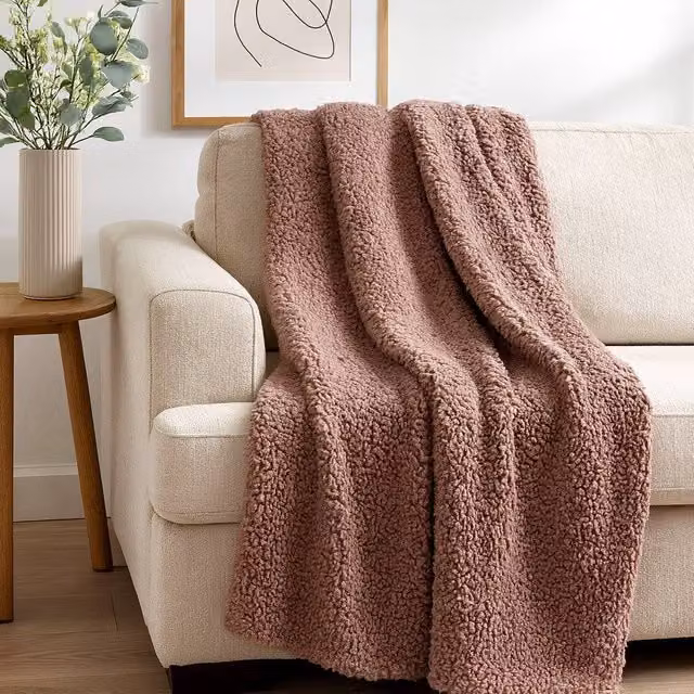 Voltico Super Soft Cuddle Throw Blanket in Light Brown, W: 130 cm, L: 180 cm – 1