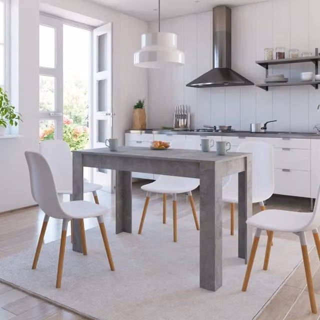 Berkfield Home Modern Rectangular Dining Table in Grey Matt Composite Wood, W/D/H: 120 x 60 x 76 cm