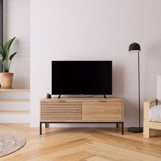BIMOSSA Alya Modern TV Unit in Brown with Storage for TVs up to 48 inches, Width: 120 cm