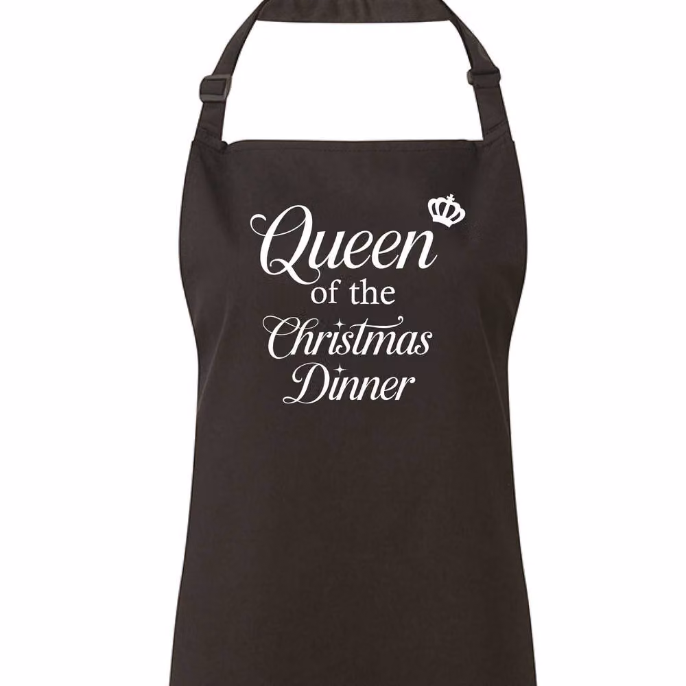60 Second Makeover Queen Of The Christmas Dinner Apron in Black – 2