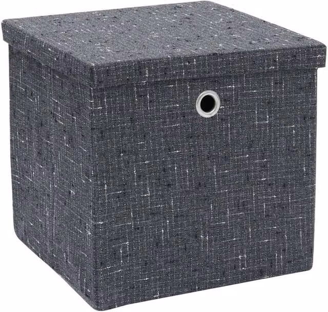 EONLION Foldable Square Fabric Storage Box in Grey, W/D/H: 50 x 50 x 50 cm
