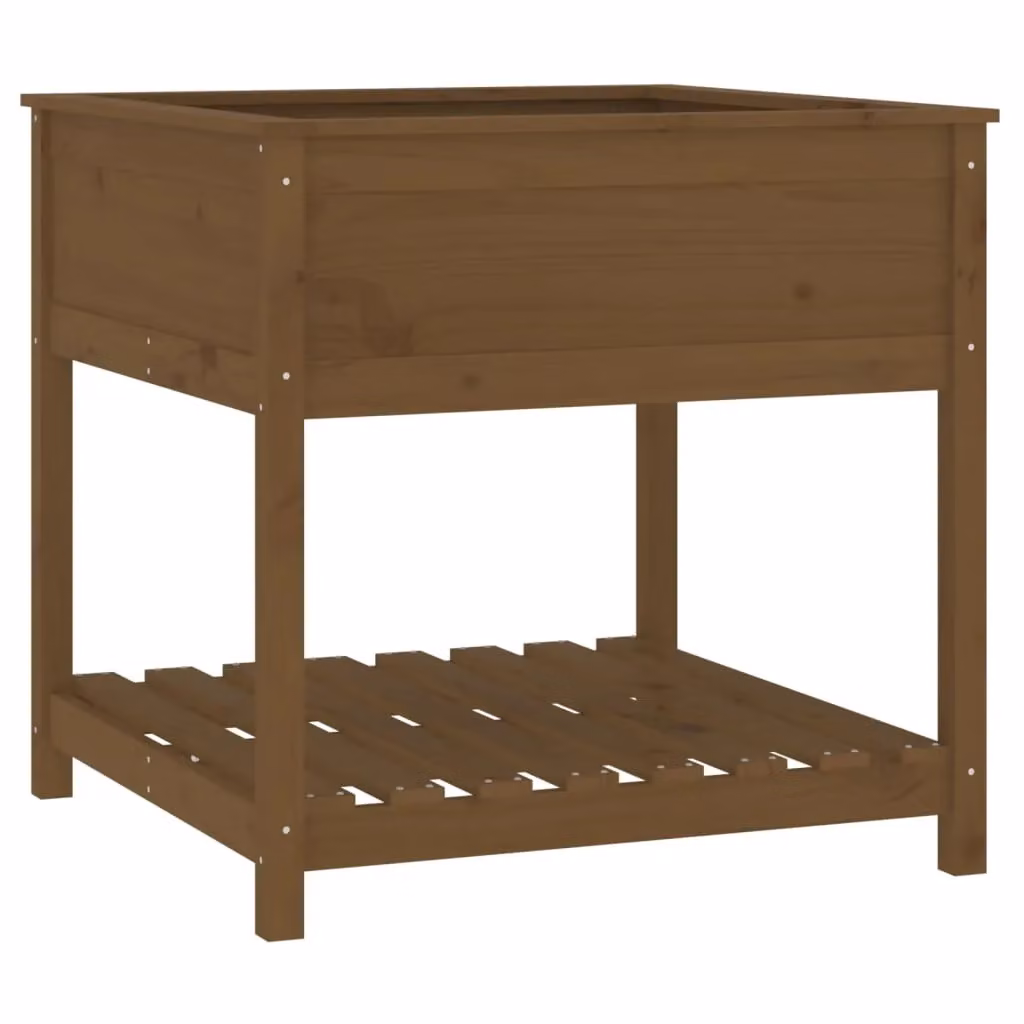 Berkfield Home Rustic Pine Wood Planter with Shelf, Brown, W/D/H: 82.5 x 82.5 x 81 cm – 2
