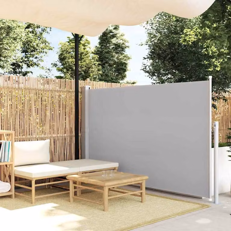 Berkfield Home Retractable Side Awning in Grey, W/D/H: 500 x 140 cm