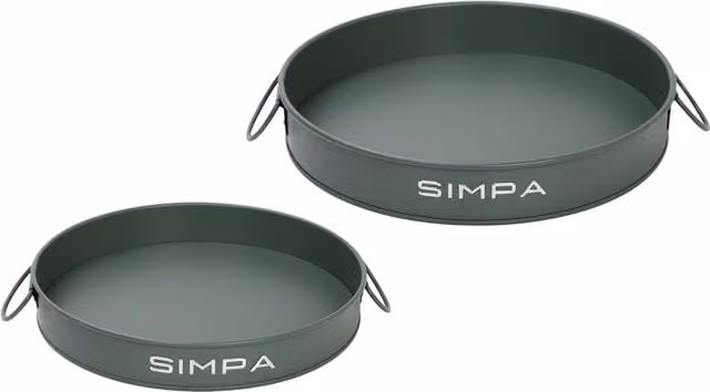 Simpa Set of 2 Round Metal Serving Trays with Handles, Green, Diameter: 30 cm and 25 cm