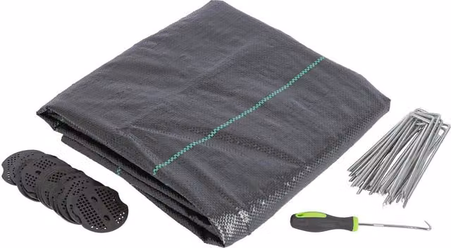 Harbour Housewares Black 110gsm Weed Control Membrane with Pegs, 2m x 5m Coverage