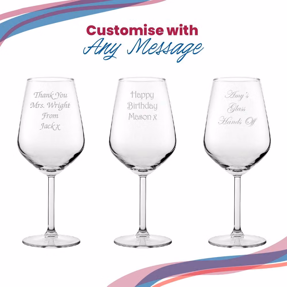 Uniqueful Personalised Allegra Red Wine Glass, 490ml, Clear – 4