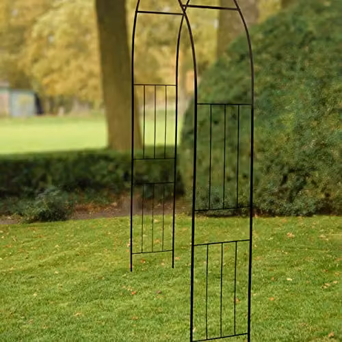 Esschert Design Black Metal Rose Arch Climbing Frame Support H: 217.5 cm, W: 152.49 cm, D: 37.0 cm – 2