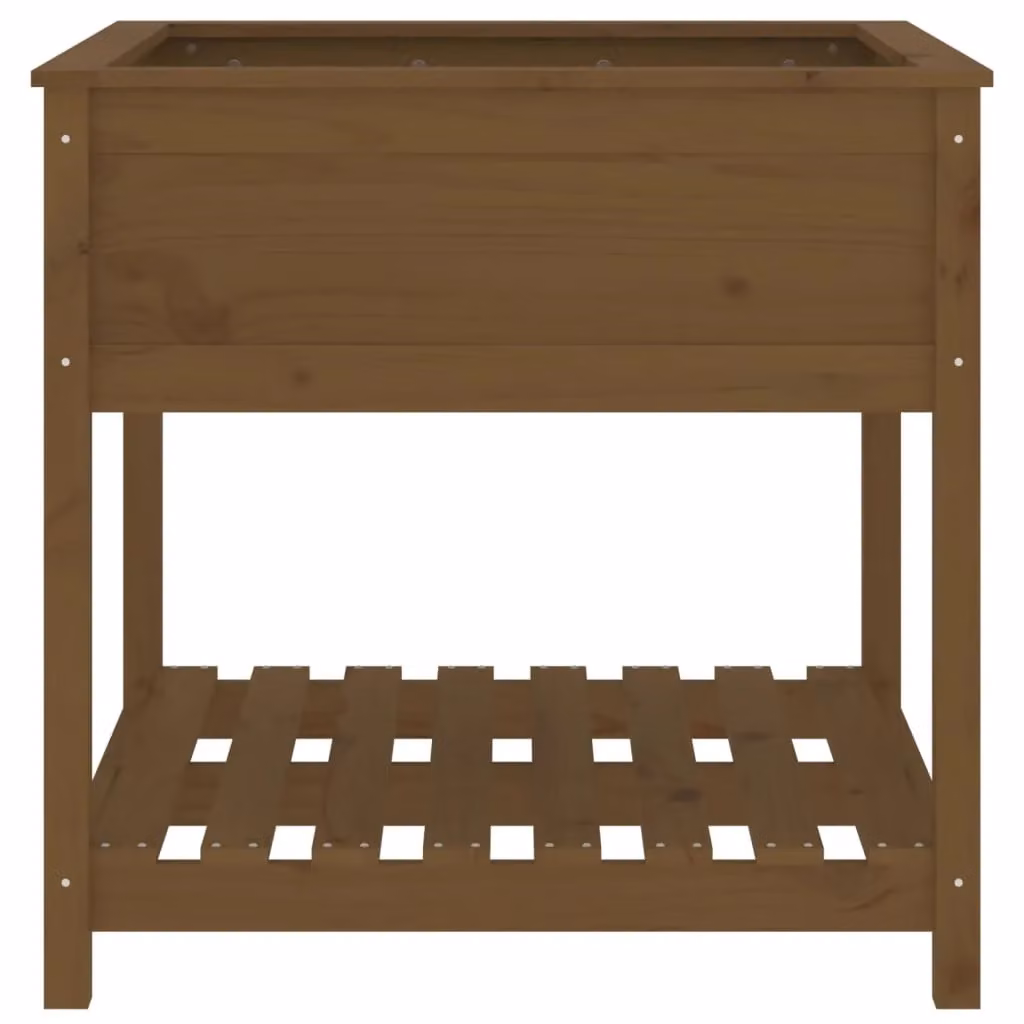 Berkfield Home Rustic Pine Wood Planter with Shelf, Brown, W/D/H: 82.5 x 82.5 x 81 cm – 4