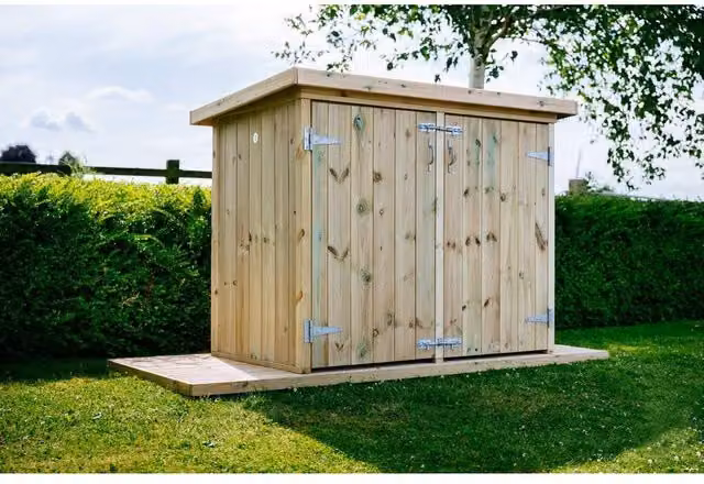 The Garden Village Mitton Garden Store Medium in Brown Timber, W: 160.6 cm, D: 96 cm, H: 123 cm