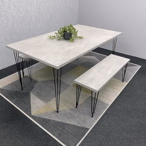 KOSY KOALA Modern Rectangular Dining Table and 2 Benches Set in Grey, Black or Brown – 2